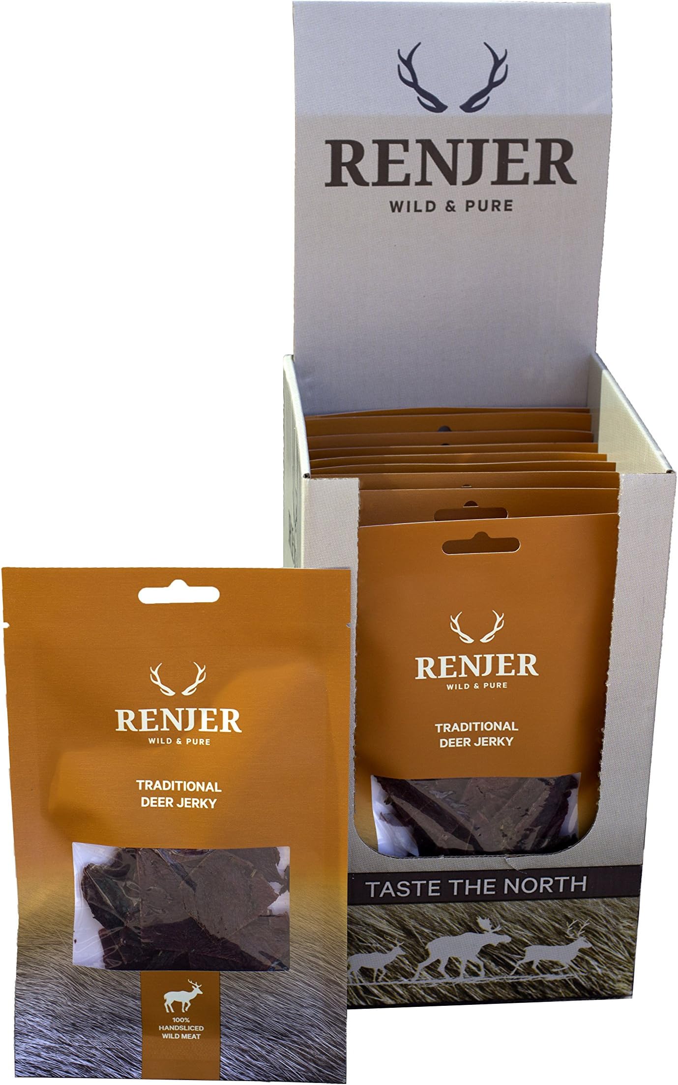 Traditional Deer Jerky (10 Pack) - Value Pack (Dried Deer Meat) - 70% Protein - 0% Carbs - Alternative to Beef Jerky - High Protein - Low Fat - SOYA Free - Low carb