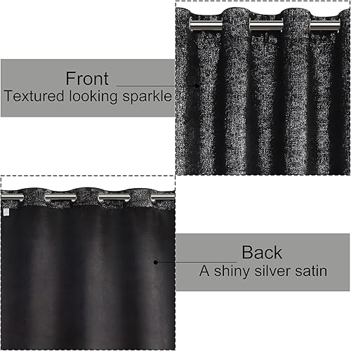 Miniatura 2 de Cortinas rosas brillantes para oscurecer la habitación, cortinas metálicas de lujo, 70% opacas, de 63 pulgadas, elegantes cortinas rosas plateadas