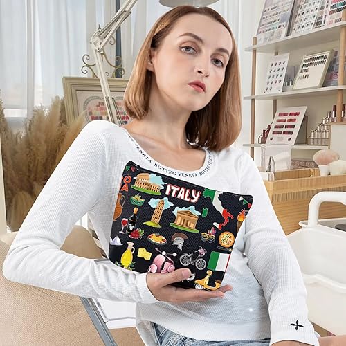 Miniatura 4 de LEVLO Bolsa de viaje para Italia, regalo de recuerdo de Roma, Torre de Pisa, Coliseo, Venecia, Carnaval, cremallera, bolsa de regalo de viaje de