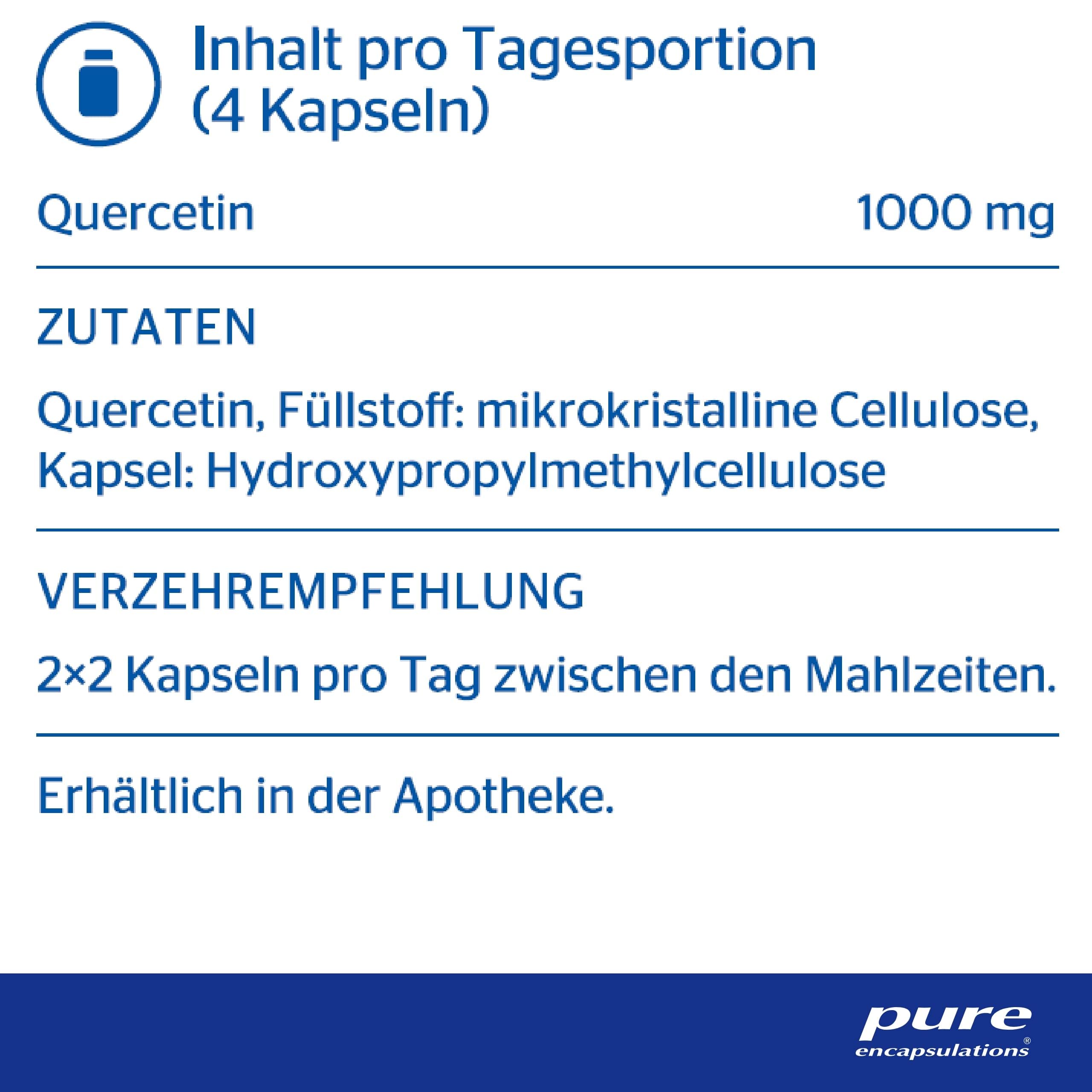 Pure Encapsulations - Quercetin - Hochwertiger Pflanzenstoff, Hoher Quercetin-Gehalt in jeder Kapsel - Nahrungsergänzungsmittel - 120 Kapseln