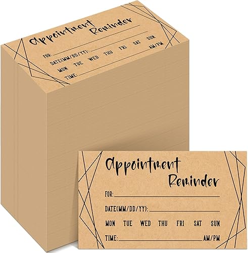 Miniatura 9 de Geyee 400 tarjetas de citas de papel kraft para recordatorios de citas a granel para clientes comerciales, dentistas, terapeutas, médicos