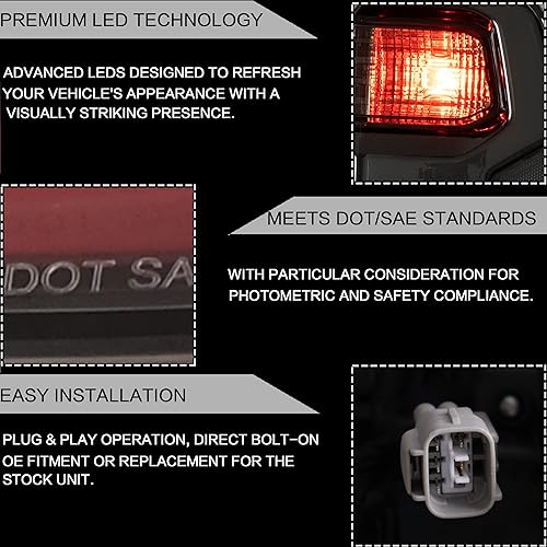Miniatura 5 de VLAND Conjunto de luces traseras para Toyota Hilux 2015-2020 Base, Chasis, Doble Cab, SR, DLX (no para Tonka), lámpara trasera con DRL, señal de