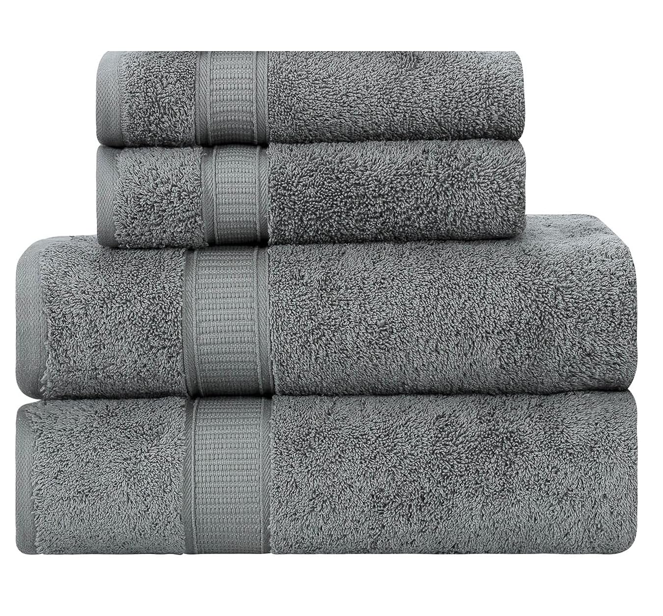 Towelbay Charcoal 800Gsm Luxury 4 Piece Towel Set 2 Hand 2 Bath Towel 100% Egyptian Cotton Thick Super Soft Highly Absorbent Xl Bathroom Towels (Charcoal)