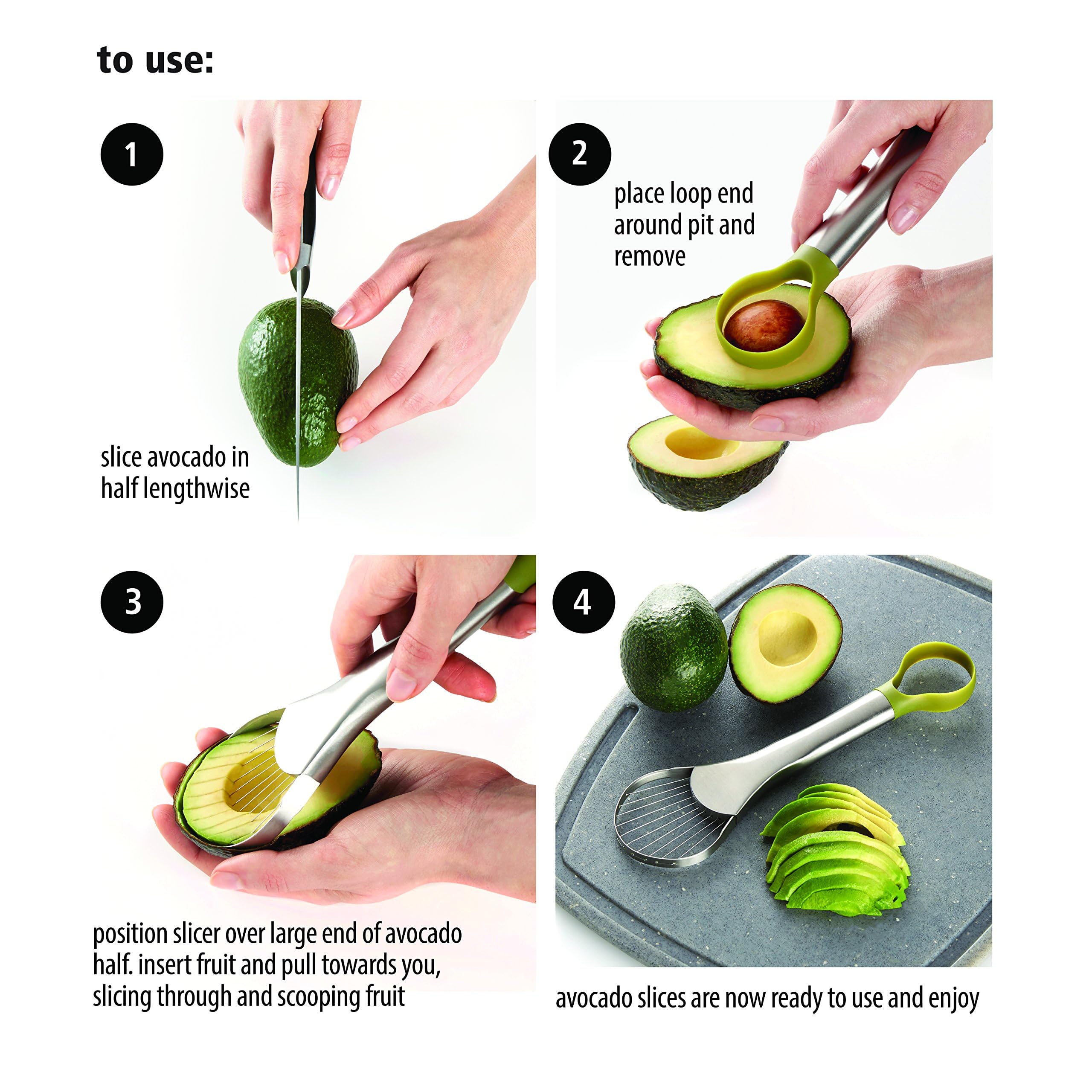 Amco 2-in-1 Avocado Pitter & Slicer - Efficient Kitchen Tool for Hassle-Free Avocado Prep, Precise Food Slicing, Safe & Easy to Use, Dishwasher-Safe Tool for Guacamole, Sandwiches, Salads - Image 2