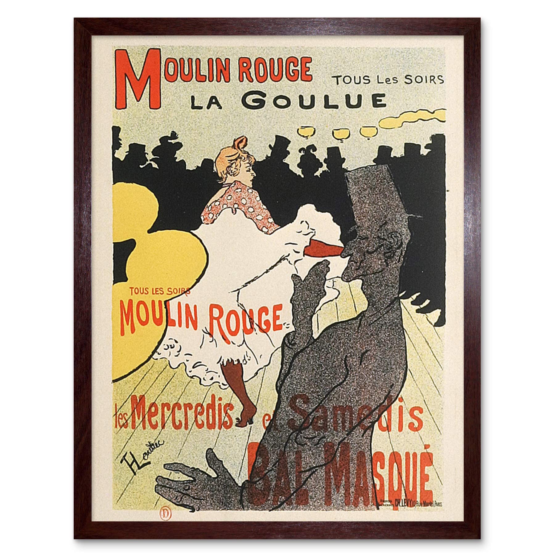 Artery8 Toulouse-Lautrec Dancer La Goulue Moulin Rouge Advert Art Print Framed Poster Wall Decor 12x16 inch