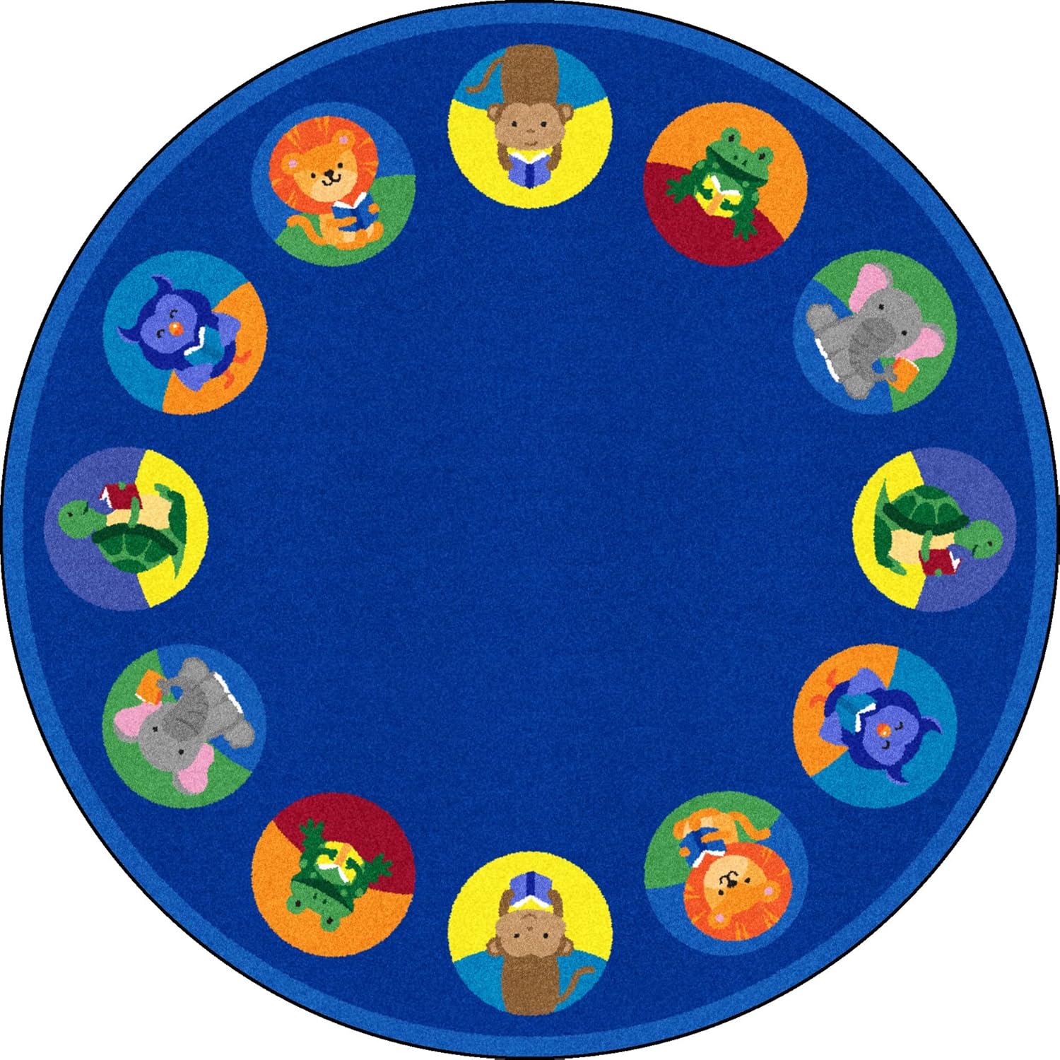 Joy Carpets Animal Readers Area Rug in Color Multi, 7'7" Round
