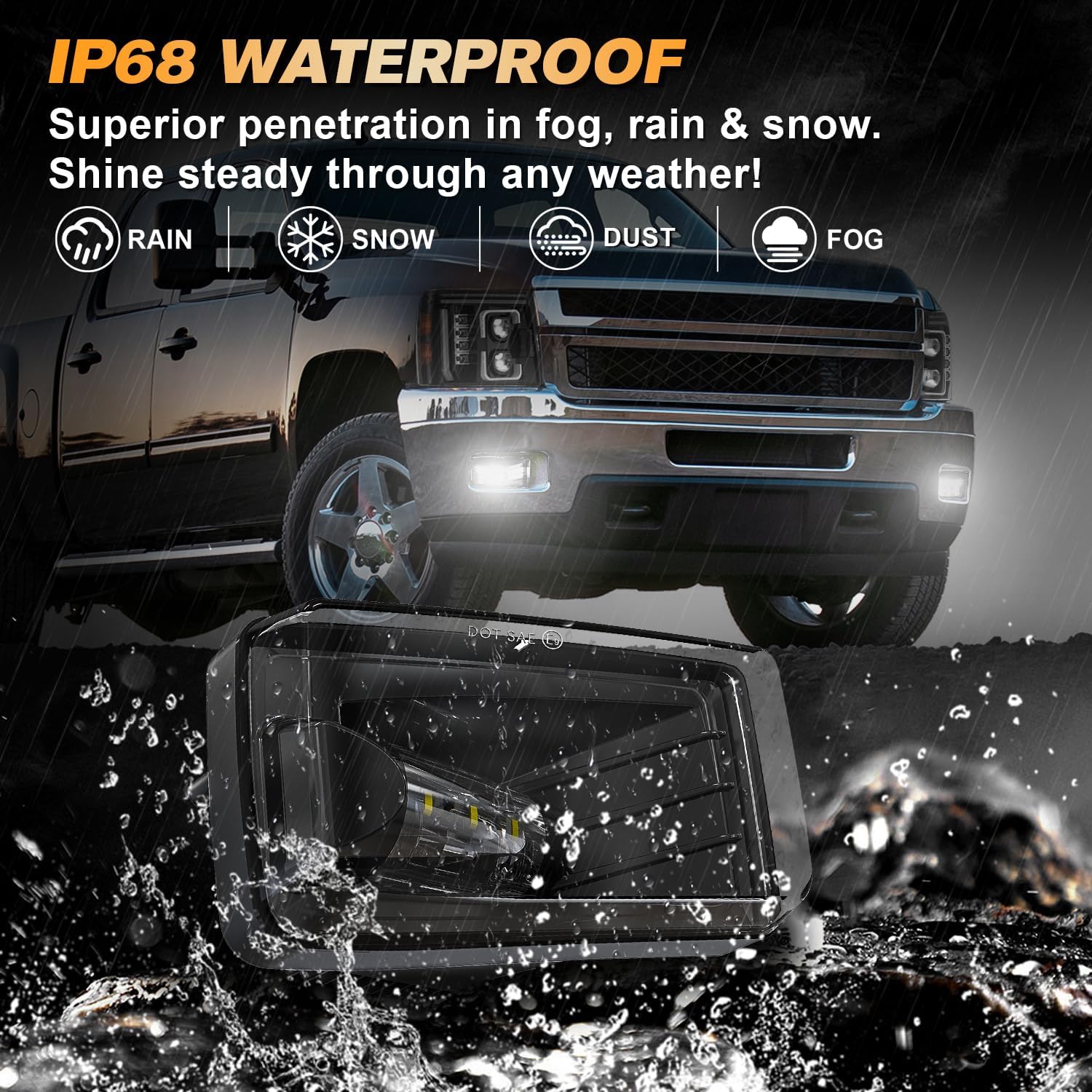 DOT LED Fog Lights 5202 Bulbs Bumper Fog Lamps Assembly for Chevy Silverado 2007-2015/Avalanche 2007-2013/Suburban 2007-2015/Tahoe 2007-2015/GMC Yukon Pick Up w/Off-Road