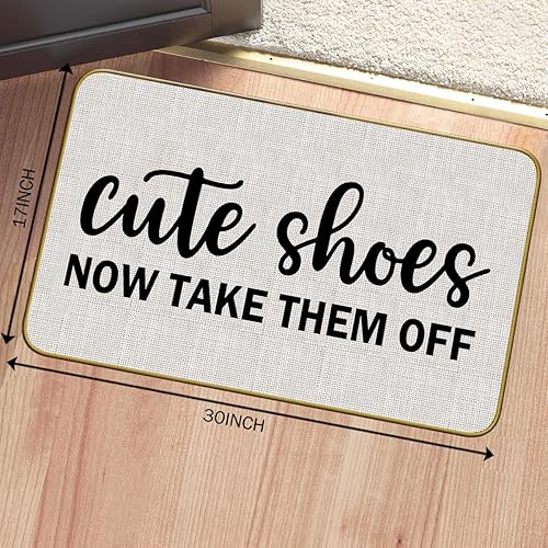 Miniatura 3 de Mingnei Cute Shoes Now Take Them Off Felpudo para puerta de entrada del hogar, rústico, divertido tapete de inauguración de la casa para el frente