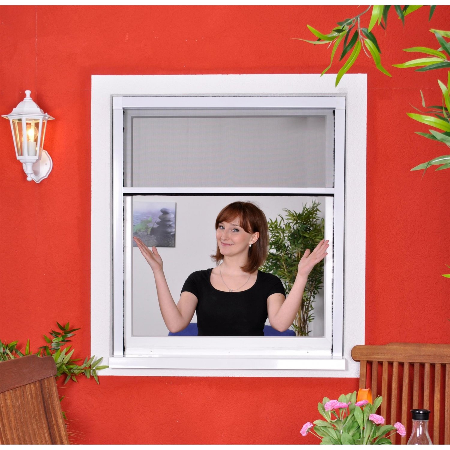 Slim Rollo - Fliegengitter für Fenster als Rollo - Insektenschutzrollo Fliegengitterrollo Smart - 160 x 160 cm (anthrazit)