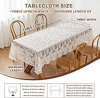 Vista 5 de Lace Embroidered Tablecloth. Square Lace Vintage Tablecloth Dustproof Table Protector for Kitchen Dining Room Party Banquet Home Picnic Wedding