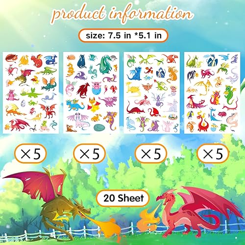 Miniatura 2 de Tatuajes de dragón, suministros de fiesta, recuerdos de decoración – dragón mágico impermeable temporal video calcomanías de dibujos animados para