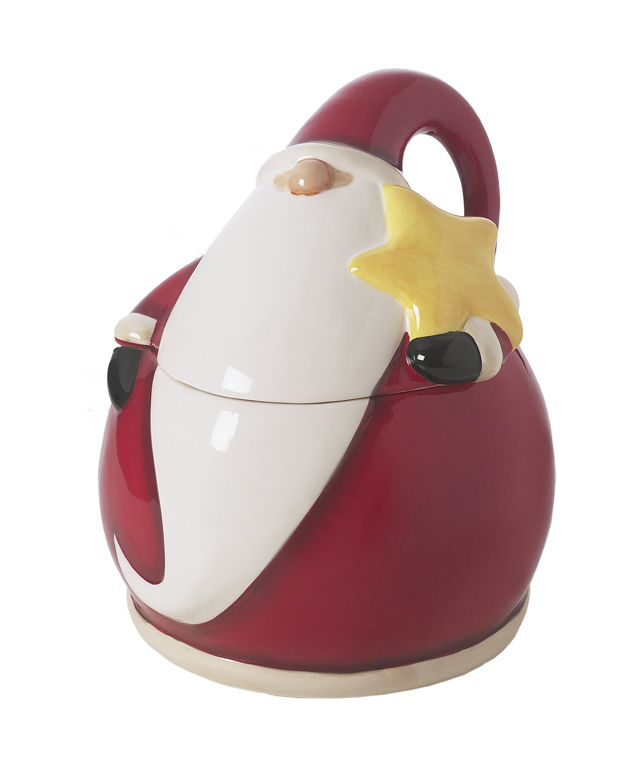 Excelsa Santa Claus Biscottiera, Ceramica, Rosso, 14x15x18.5 cm