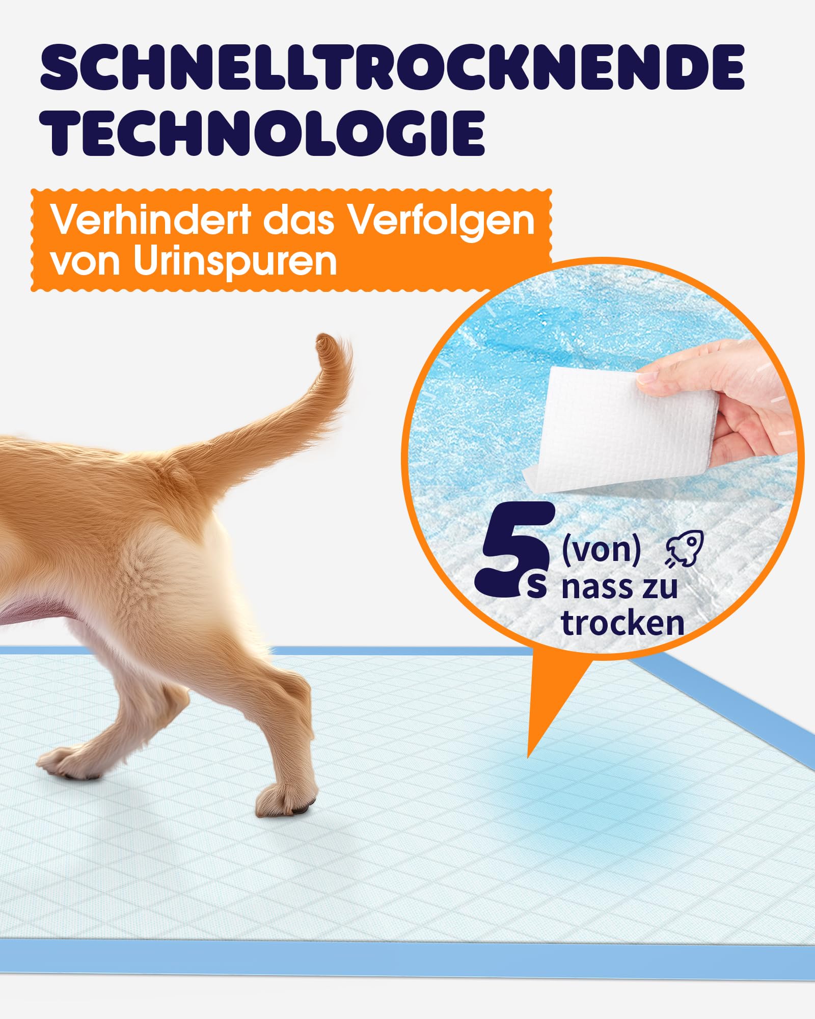 Powools Welpenunterlagen - Saugfähige PIPI Matten für Hunde, Schnelltrocknende Trainingspads, Auslaufsichere Welpen Unterlagen für Boden, Möbel & Auto, 56 x 56 cm, 100 Stück