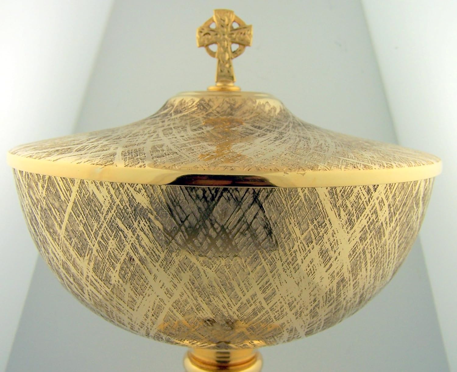 Big 9 1/2" Church Chapel Gold Gilded Priest Celtic Cross Chalice Host Ciborium Ciboria