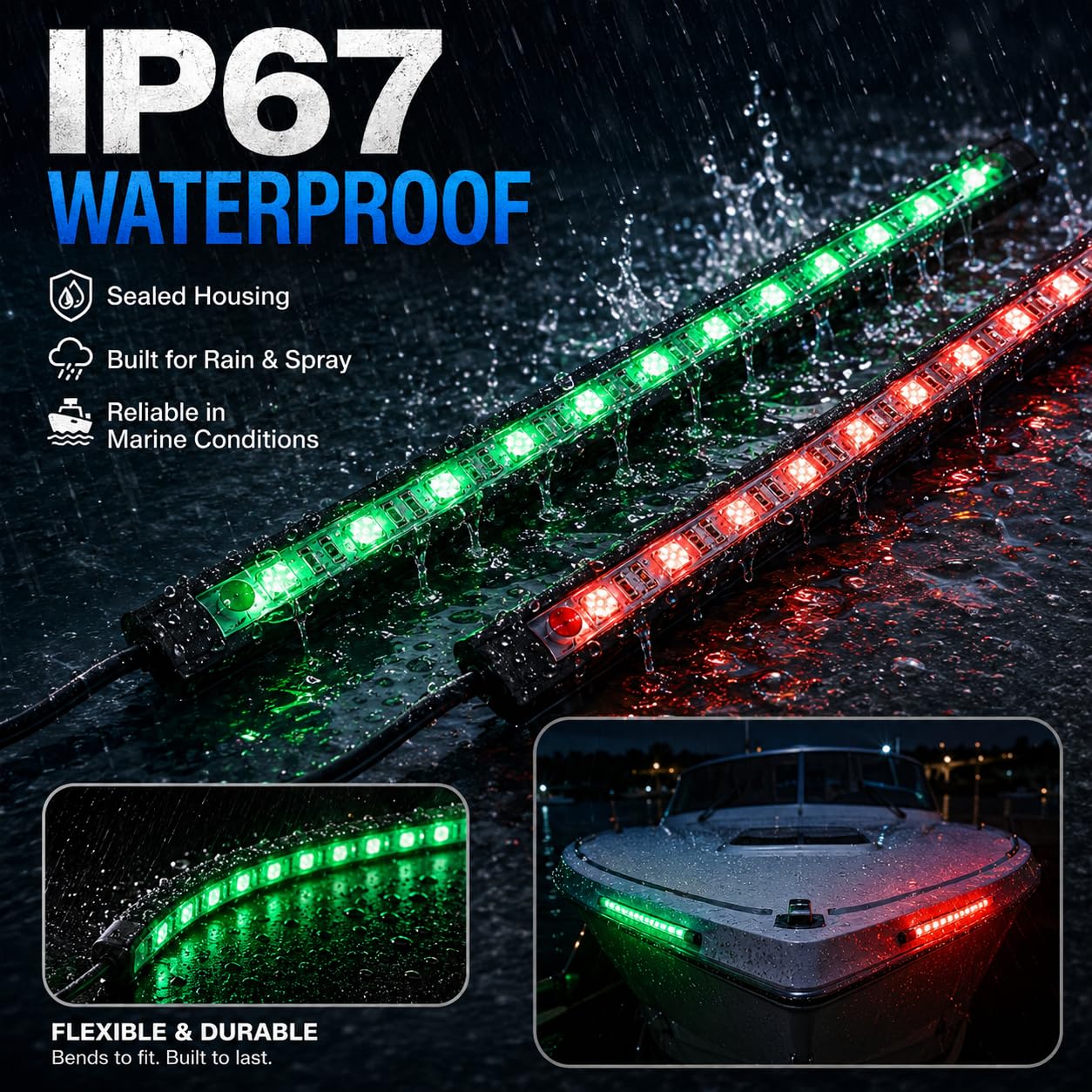 Boaton Marine Boat Navigation Lights, Night Fishing Light, No Drilling Adhesive Install Bow Lights For Pontoon, Bass Boats, Jon Boats, Jet Ski, Kayak — Amazon image 5