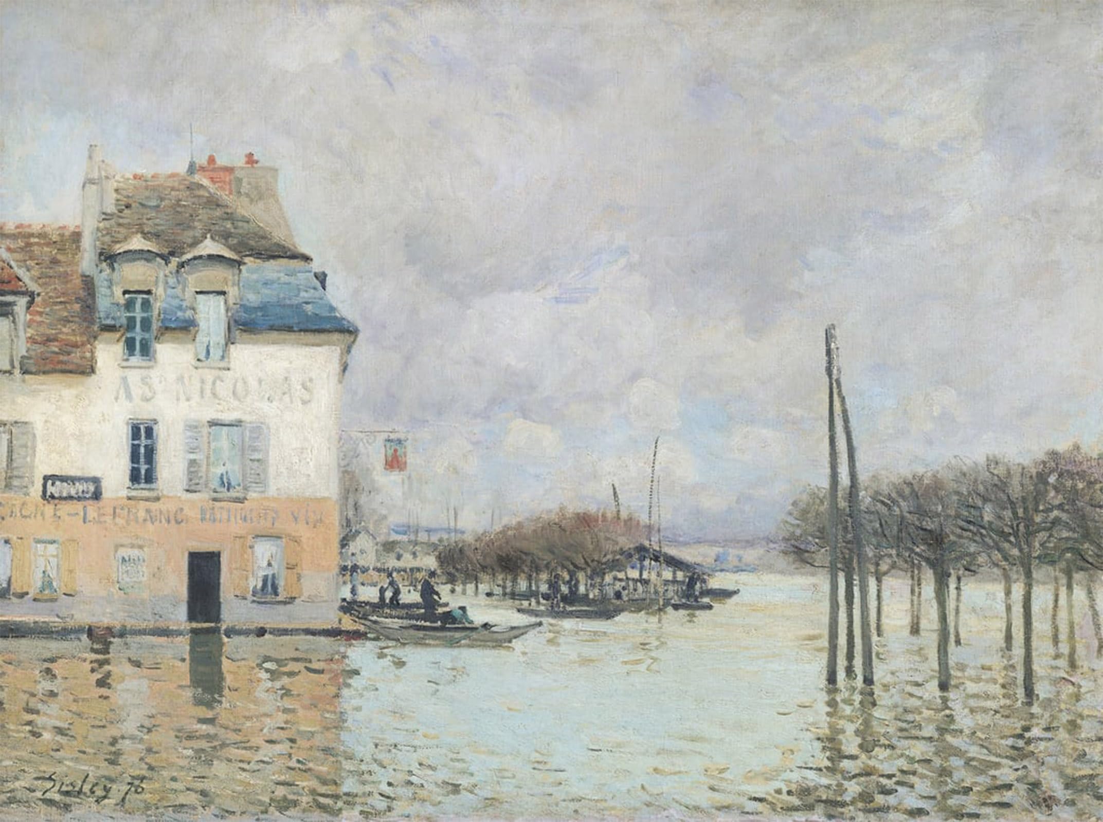 ARTXLXXBN Famous Print Painting Colorful Art Print the Flood At Port Marly by Alfred Sisle Canvas Art Decorations for Home Decor 60x90cm