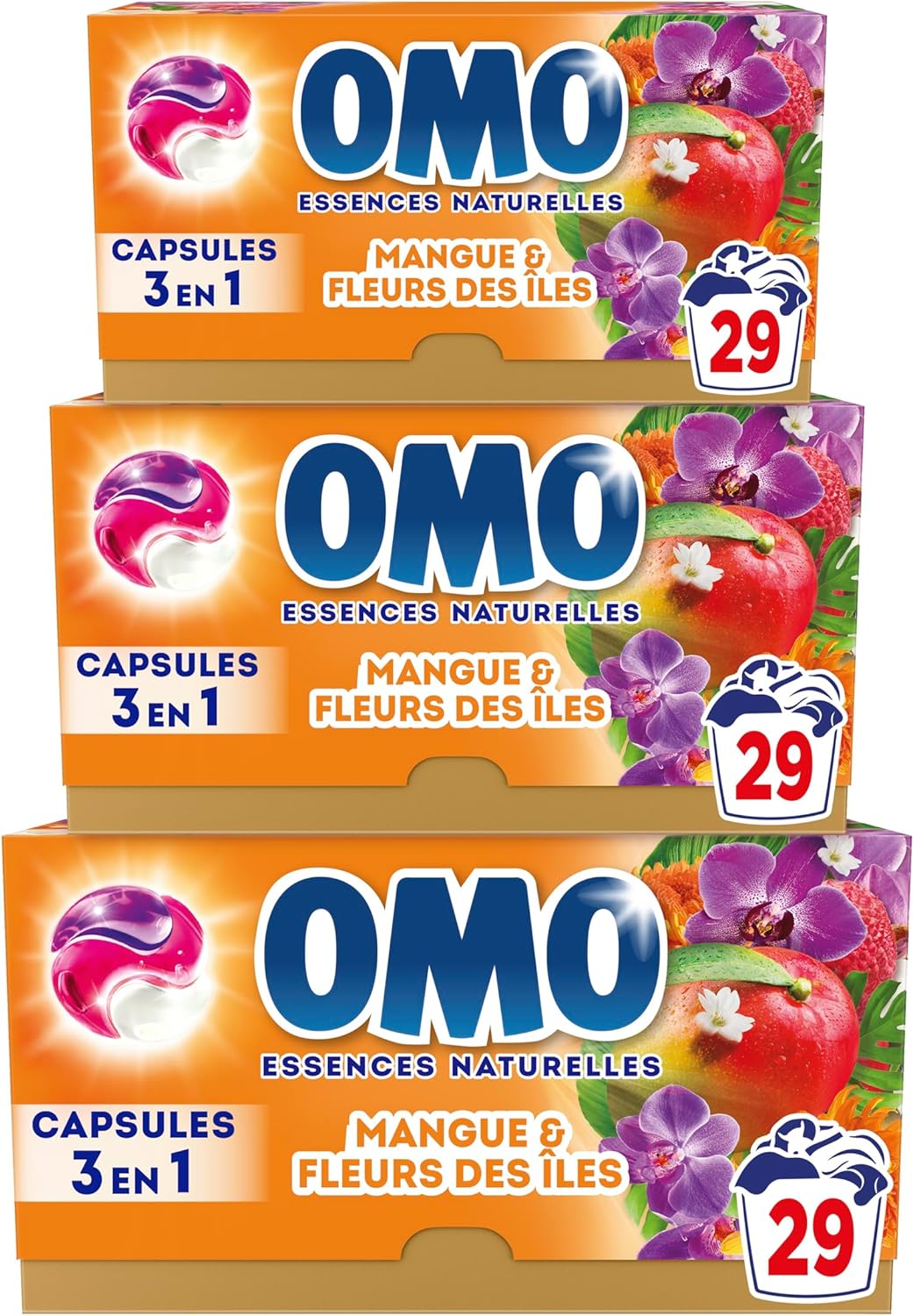 OMO – Lessive liquide en capsules 3 en 1 En Mangue