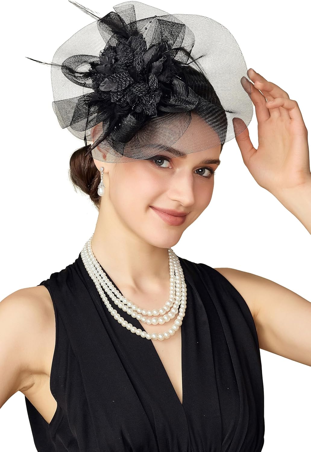 BABEYOND Fascinators Hats for Women - Tea Party Hat Kentucky Mesh Fascinator Derby Flower Ribbon Hat for Bridal Wedding