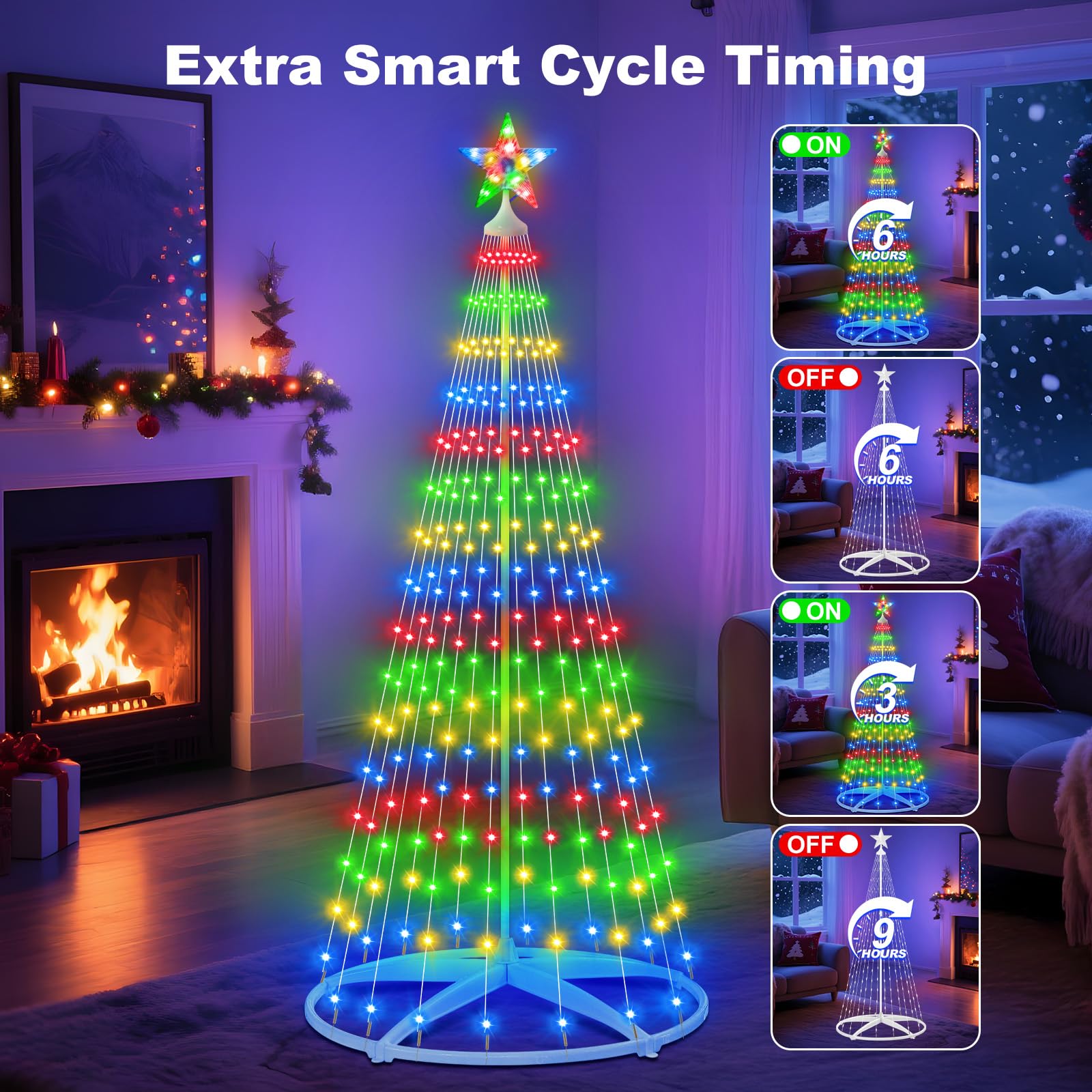 Luces navideñas impermeables con potente mando a distancia, sensor crepuscular automático, perfecto para vallas de jardín arbustos