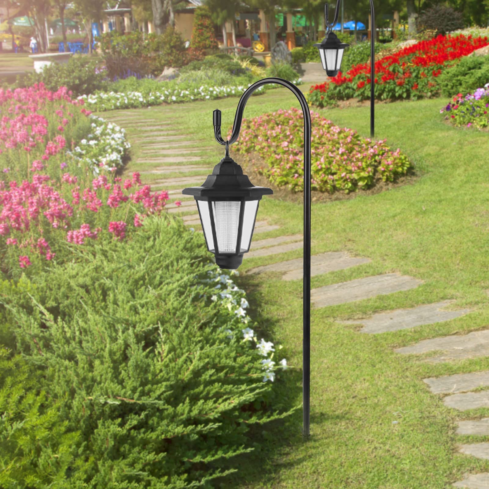 SWAWIS 2 ganci da pastore da giardino 120 cm metallo per esterni decorazione appendere