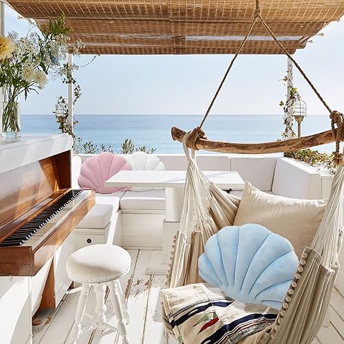 Miniatura 8 de YRXRUS Almohada de concha, almohada negra con forma de concha de mar, almohada en forma de concha de patio, serie Accent Ocean, cojín de terciopelo