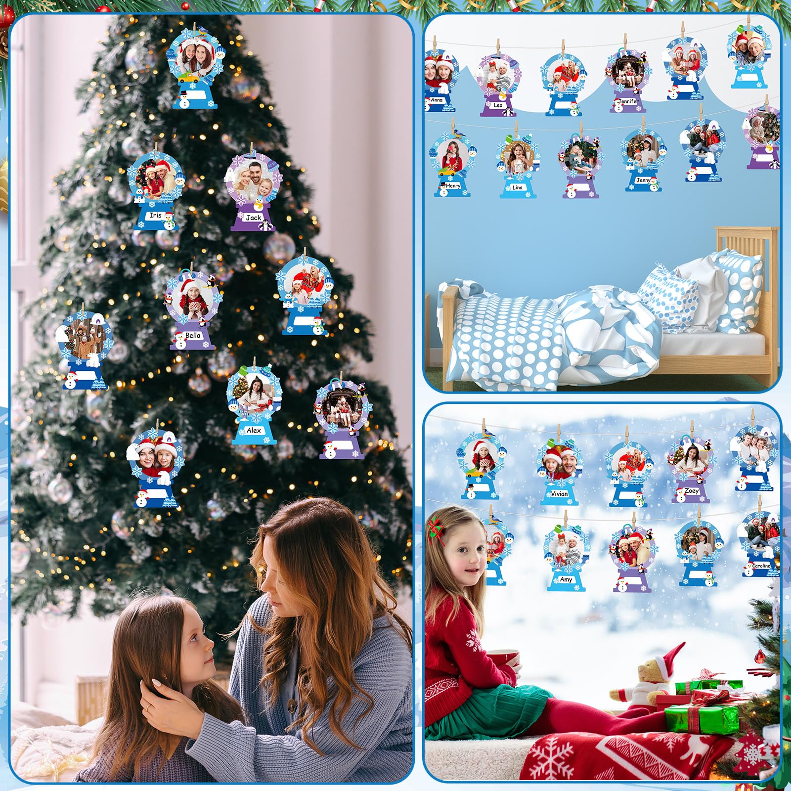 Qyeahkj Winter-Bastelsets, Schneekugel, DIY, Bilderrahmen, Basteln, Schneeflocke, Bilderrahmen, Schneemann, Aufkleber, Kunsthandwerk für Kinder, Geschenk, Weihnachten, Urlaub, Zuhause, Schule,