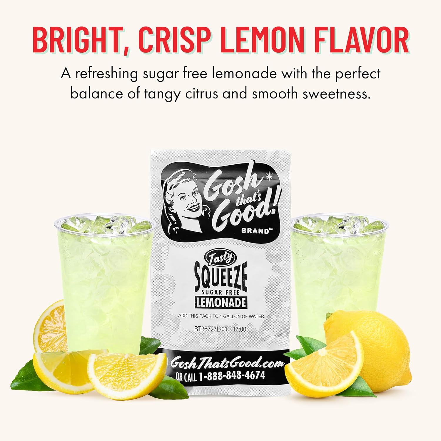 Tasty Squeeze Sugar-Free Lemonade Drink Mix Packets – 12 Count – Tangy Citrus Flavor Powder for Gallon Pitchers – Low-Calorie, Easy-to-Mix, Ideal for Hydration, Summer Refreshments, and Bulk Beverage