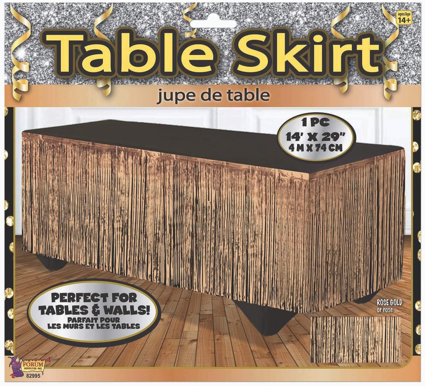Forum Novelties Tinsel Fringe Table Skirt, 144 inches x 29 inches, Iridescent