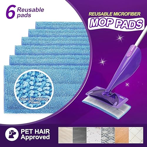 Miniatura 2 de Star Maktion Paquete de 6 almohadillas para trapeador compatibles con trapeadores Swiffer Wet Jet, almohadillas de microfibra lavables para uso