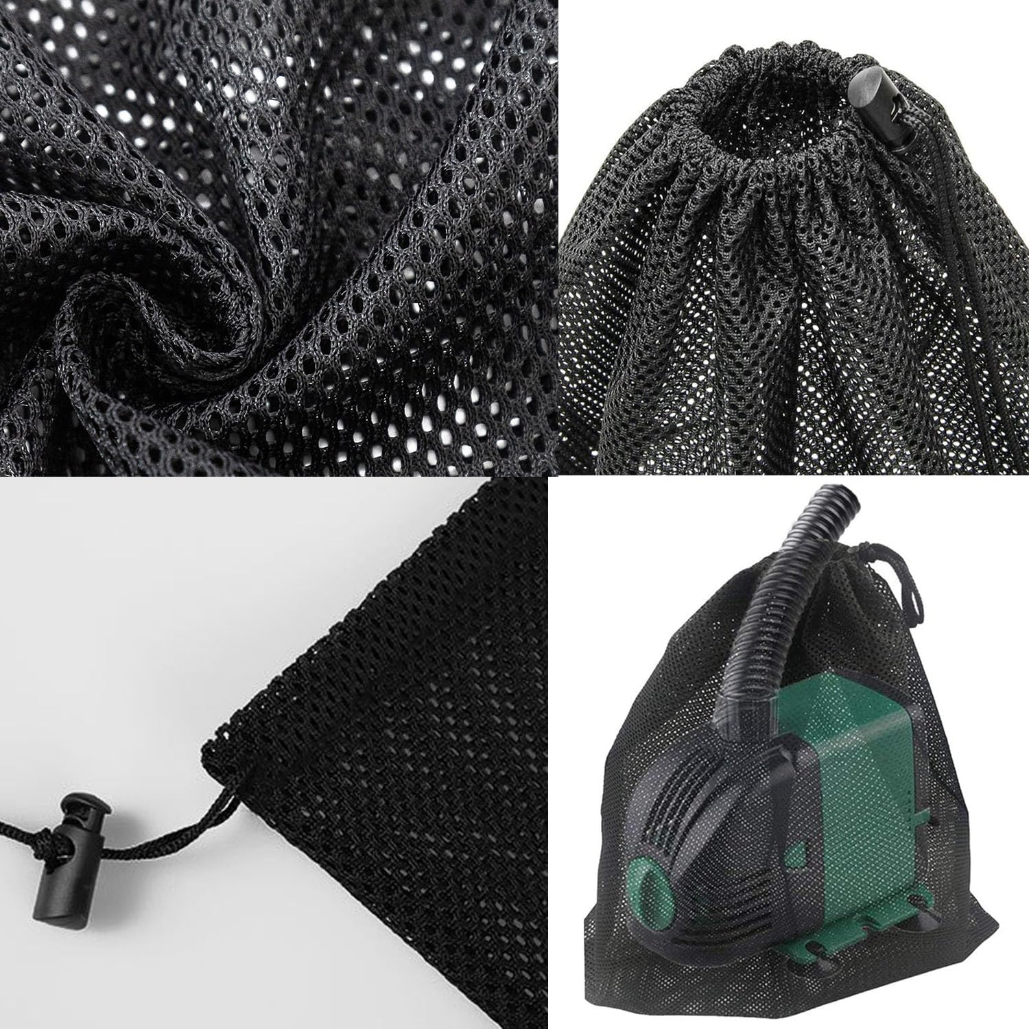 Sac Barrière Pompe Filtre Bassin 31x41cm Noir - Protection Maille Avec Cordon