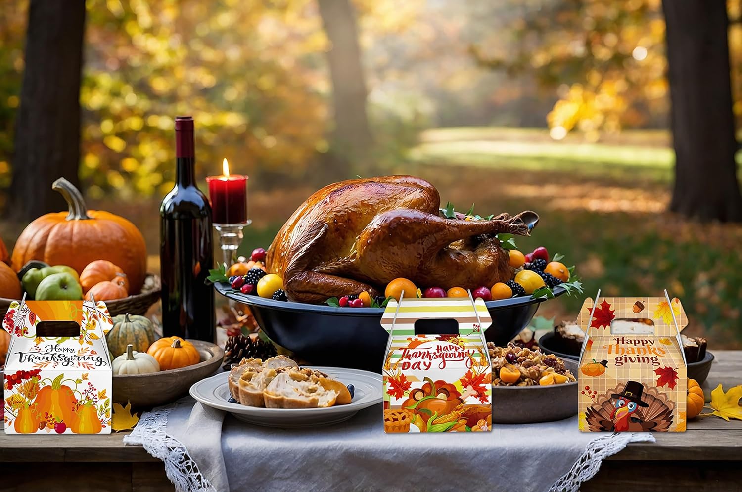 Threetols 12 Pack Thanksgiving Treat Boxes, Orange Pumpkin Fall Gift Boxes Autumn Turkey Maple leaf Foldable Boxes Thanksgiving Party Favor Boxes Harvest Candy Gift Wrap Boxes for Fall Party Supplie - Image 3