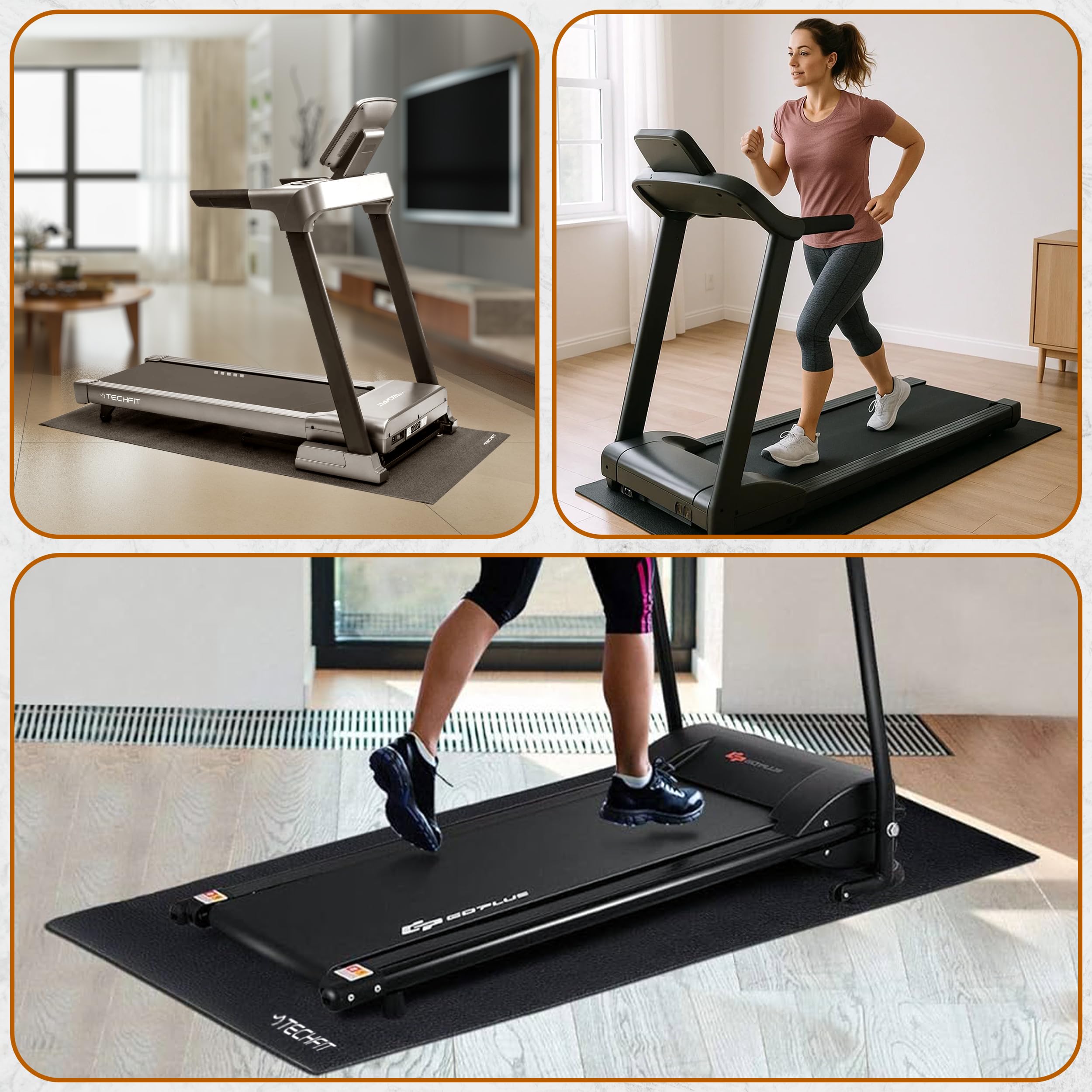 Tapis velo d'équipement de Fitness - Tapis de protection de sol antidérapant pour tapis de Course, vélos, rameurs, elliptiques et autres équipements de Gym