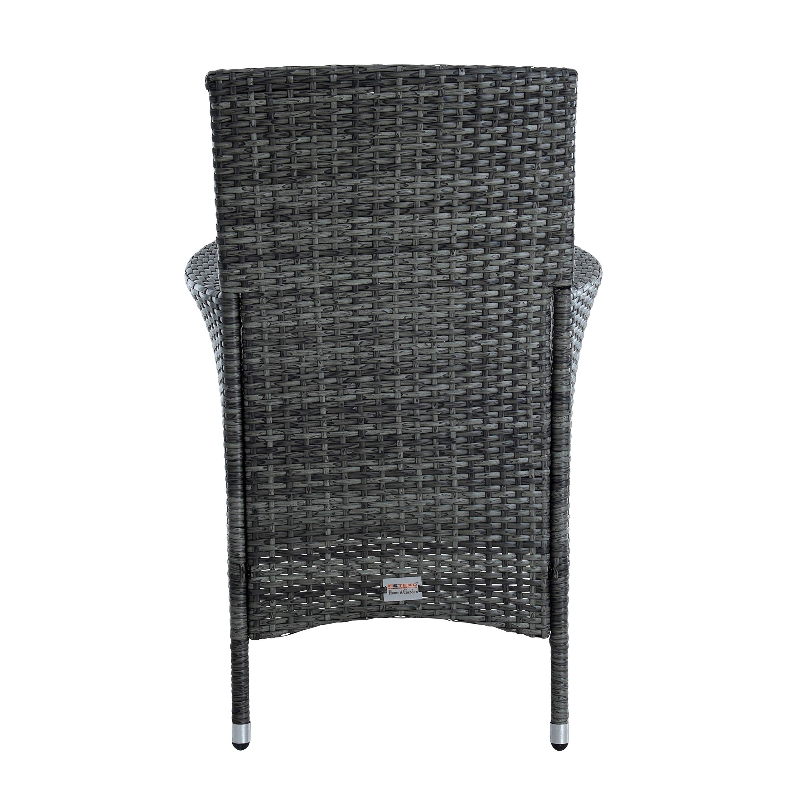 ESTEXO Gartenstuhl Set 2er - Polyrattan Sessel Mit Kissen In Beige-Braun