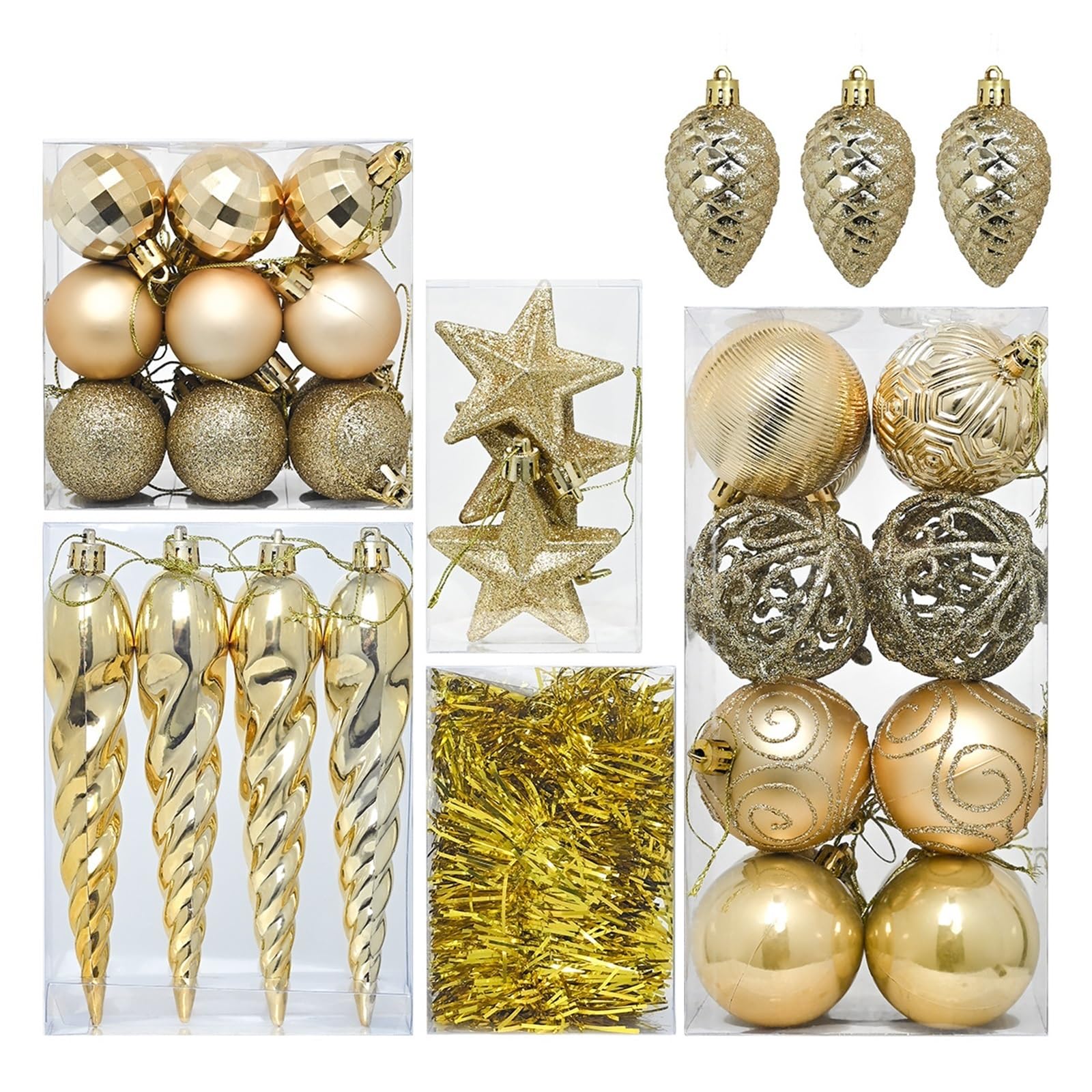 weihnachtsschmuck Weihnachtsschmuck-Set, bruchsicher, Weihnachtsbaumschmuck, Kugelornamente, lose, for Aufhängen for Weihnachtsbäume, Weihnachtsdekoration, 2 Boxen Set(Bleu)