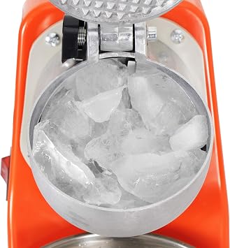 Shaved Ice Machine, Electric Ice Crusher Shaver,Stainless Steel Snow Cone Maker for Home and Commercial Use 143 lbs/hr, Orange