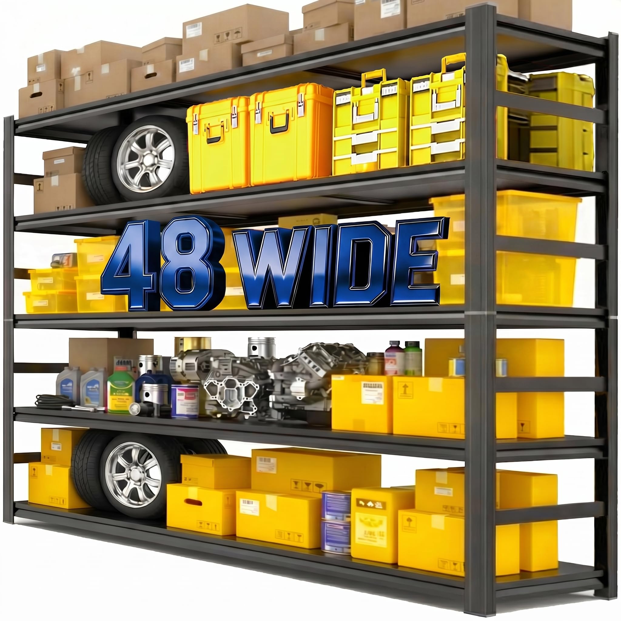 FlyDzrewt Garage Shelving,2-in-1 Adjustable Storage Shelves with Guard