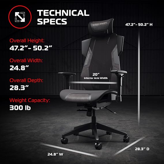 RESPAWN FLEXX Ergonomic Mesh Office Chair, Adjustable Seat & Arms