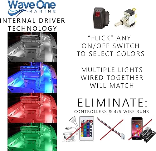Miniatura 3 de Wave One Marine RGBW - Luz LED de montaje en superficie de 4 pulgadas de cortesía de montaje interno del conductor acento de caravana cabina en T de
