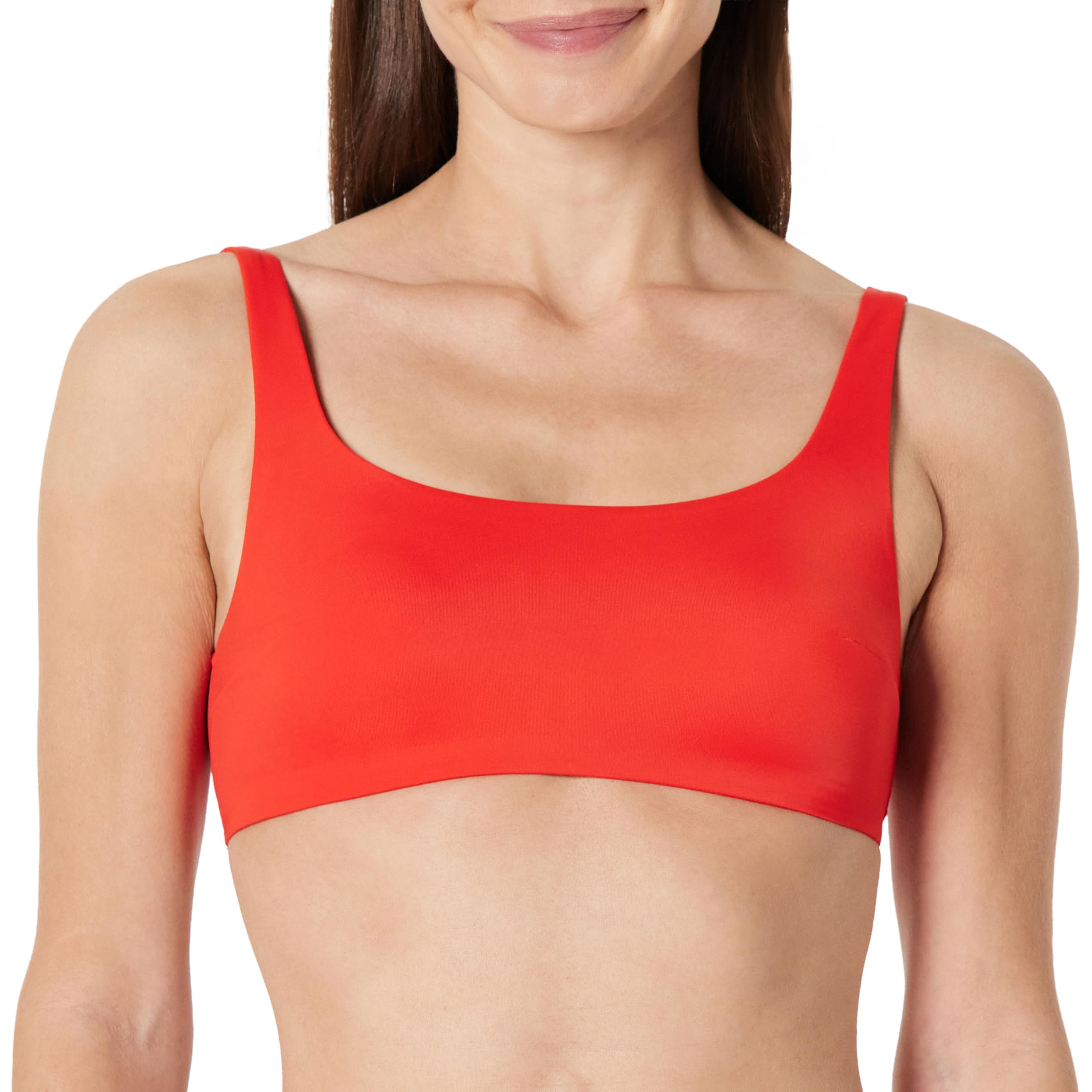 Amazon Essentials Women's Square-Neck Bikini Top, Bright Poppy Red, 14