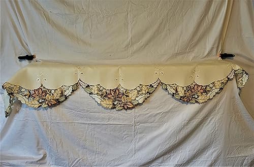 Miniatura 6 de Camino de chimenea con hojas de arce otoñales sobre arpillera marfil estilo lino, tamaño 90 x 19 pulgadas, Beige