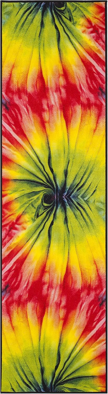SAFAVIEH Washable Rug Paint Brush Collection - 2'2" x 8' Runner, Fuchsia & Yellow, Slip Resistant & Easy to Clean, Ideal for Living Room, Hallway, Foyer, Nursery, Bedroom, Kids Room (PTB124A)
