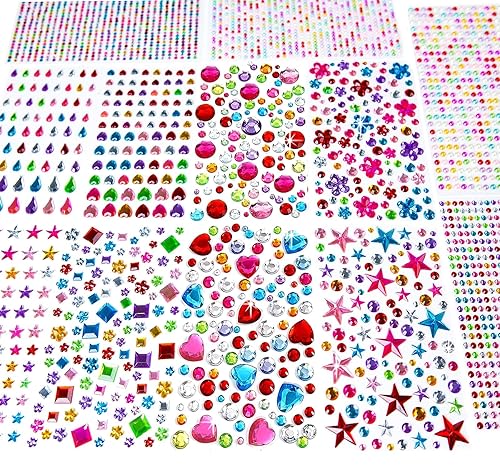 3228pcs Gems Stickers, Self Adhesive Rhinestone Jewel Stickers, Acrylic Gems