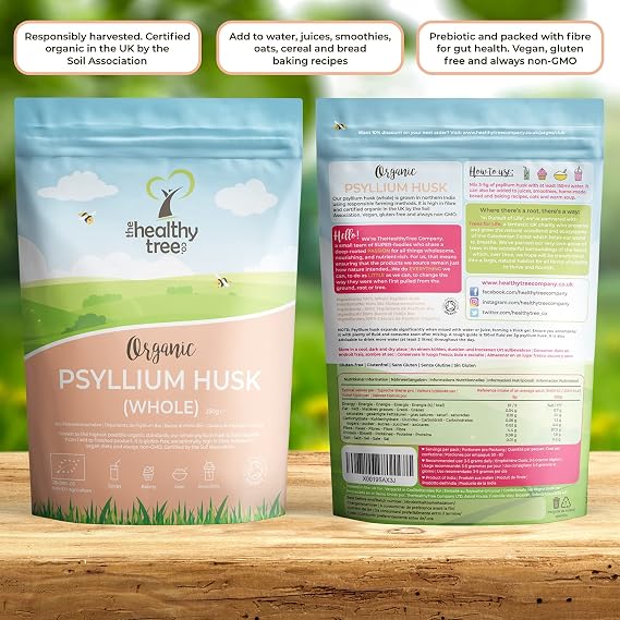 TheHealthyTree Company Organic Psyllium Husk, Whole, 250g