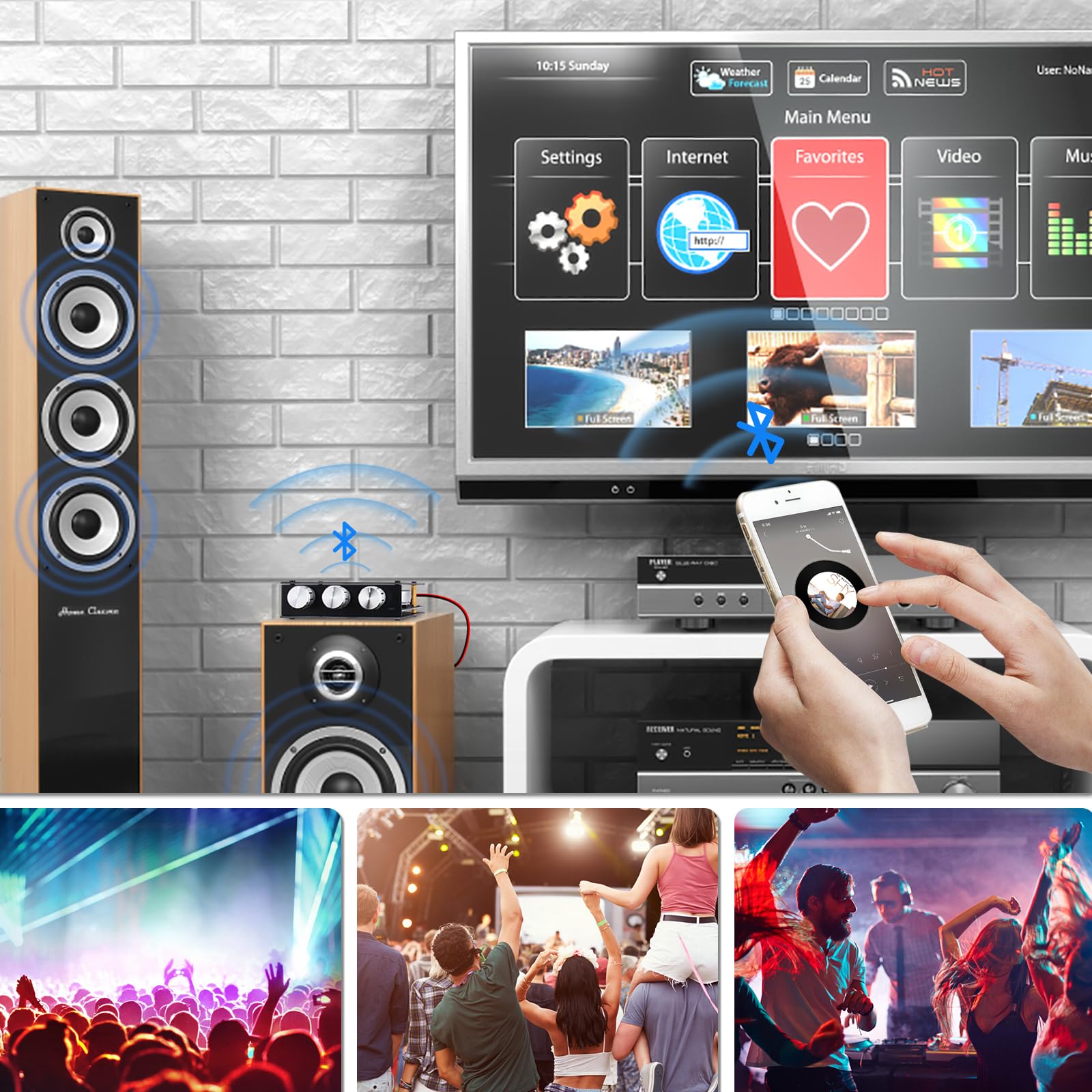 ZK-1002T PRO - Scheda amplificatore Bluetooth 5.0, 2.0 canali, 200 W, subwoofer Hi-Fi, amplificatore audio con alti e bassi, ingressi BT USB e AUX, modulo amplificatore stereo DC 12-24 V per