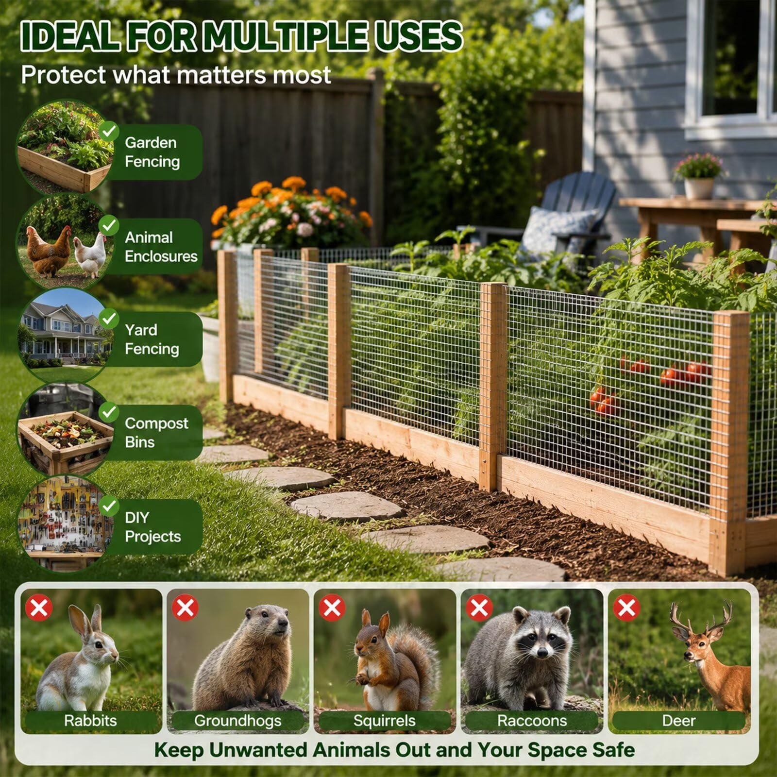 Rollo de malla de alambre soldado galvanizado for cercas de jardines y uso agrícola(1/2 inch,30 in x 44 ft)