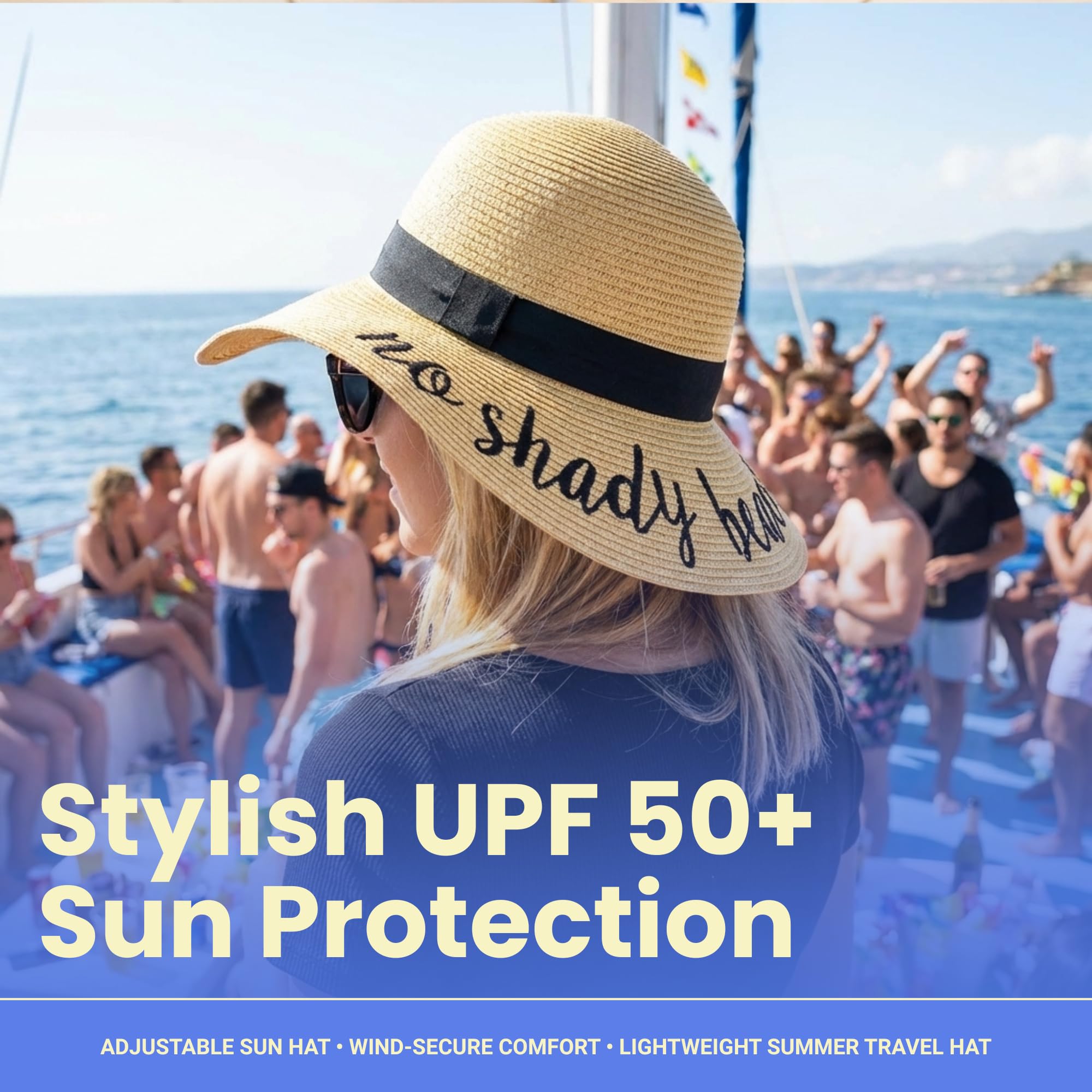 Funky Junque Damen-Sonnenhut mit LSF 50, bestickt, verstellbar, Strandhut