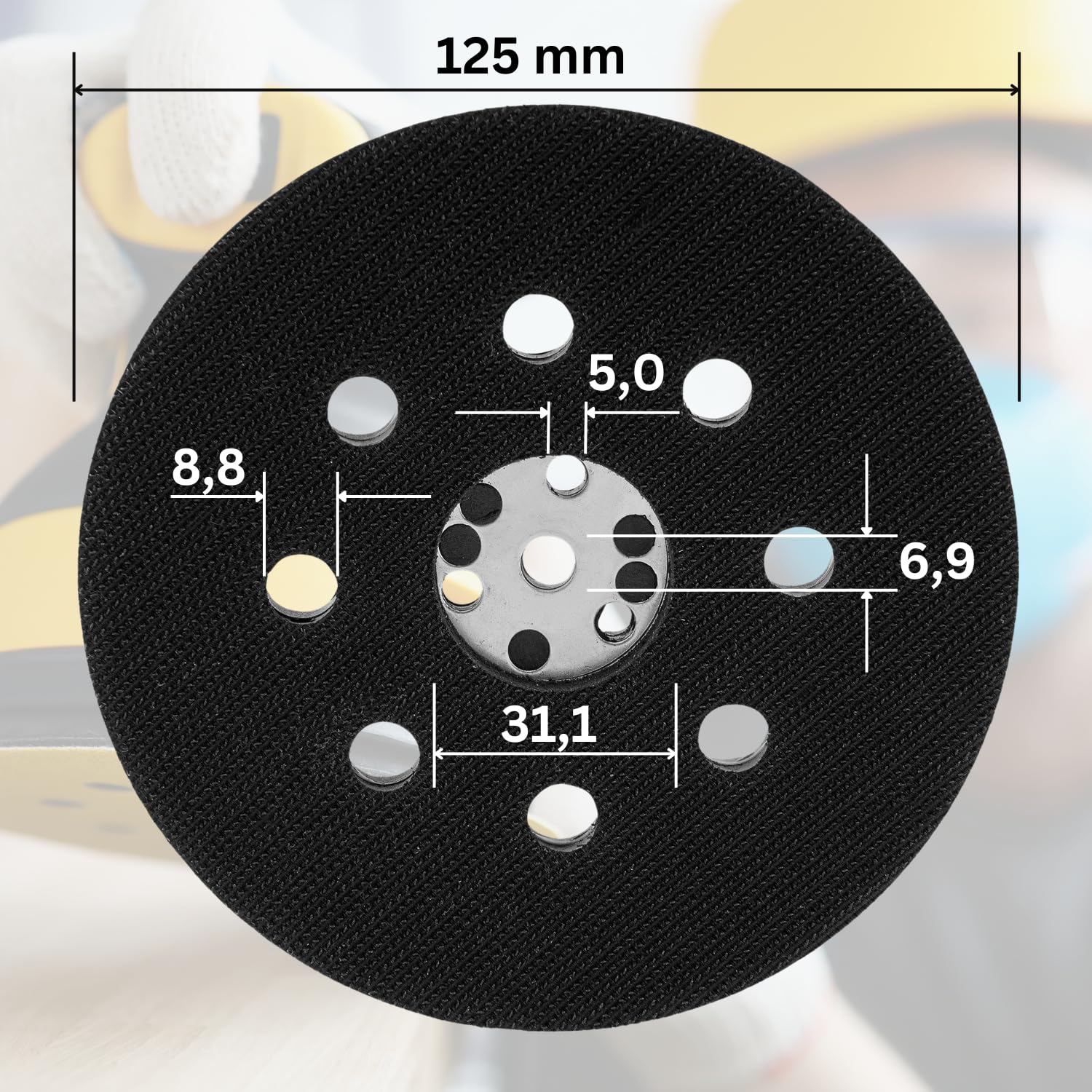 2 Stück Klett-Schleifteller 125 Mm Mit Hook Und Loop 8 Löcher