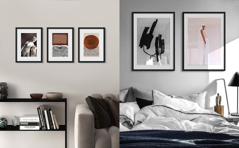 Décoration Intérieure Lot De 3 Cadres Photo Upsimples 50x70 Cm - Noir - Accrochage Murale Facile - Design Classique Decoration Murale