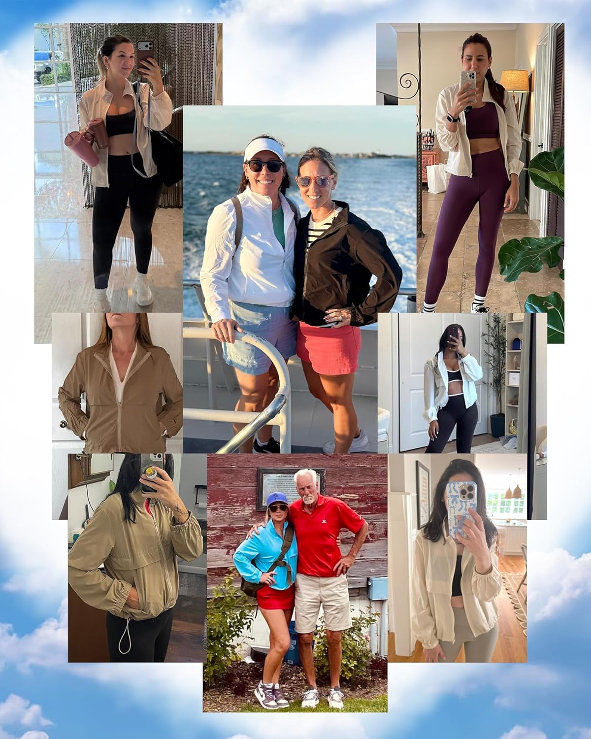 Locachy Women's Lightweight Zip Up Athletic Jacket Stand Collar Windproof Sun Protection Workout Outdoor Jacket Beige L - Image 4