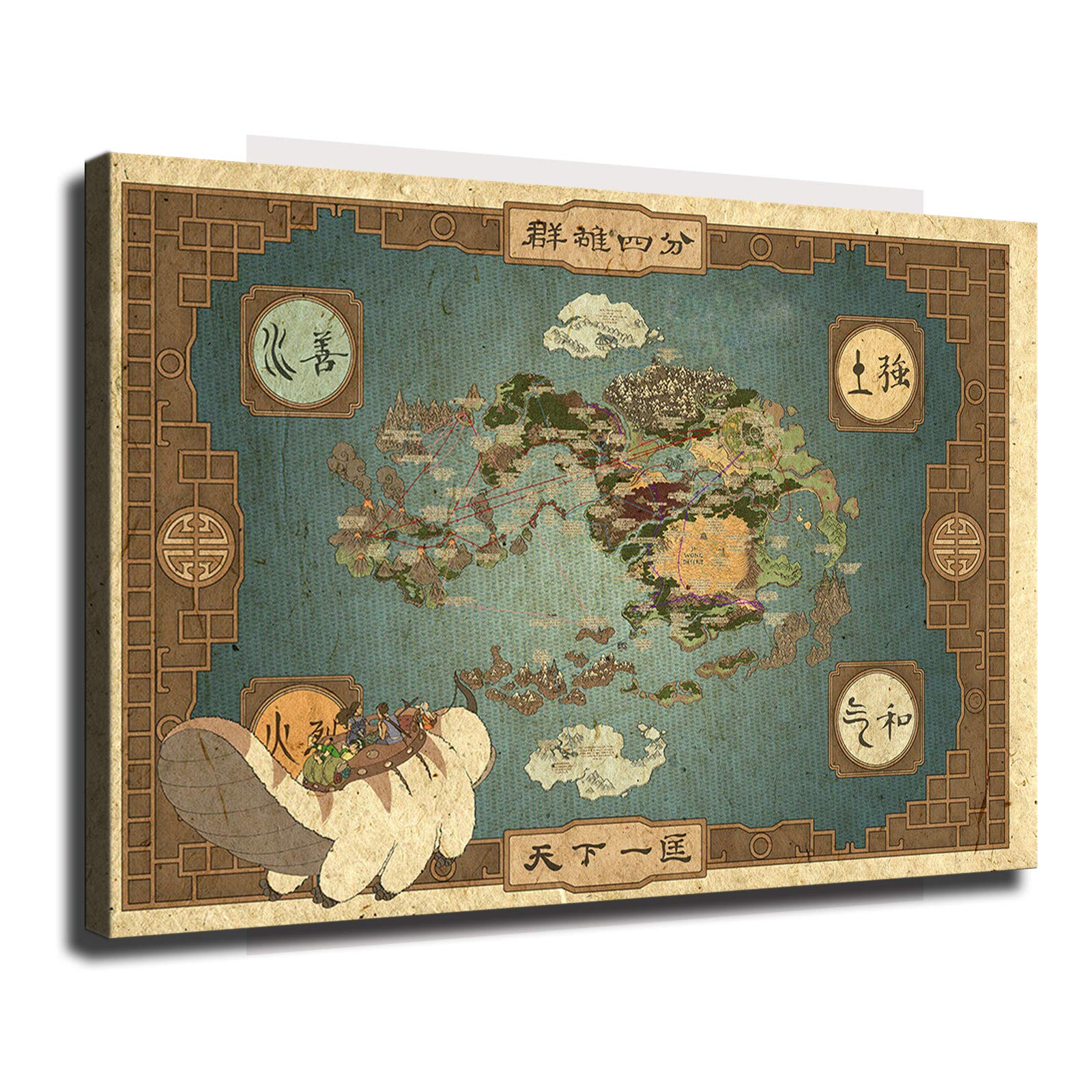 ZL Avatar The Last Air Bender Map Wall Art Home Wall Decorations for Bedroom Living Room Oil Paintings Canvas Prints /120 (With Framed,8x12inch)